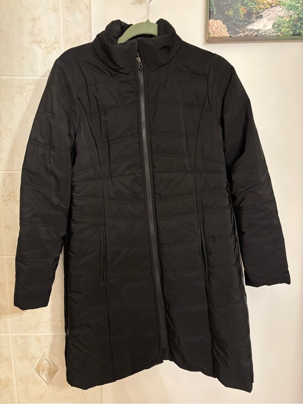 Black Motherhood Maternity Long Grow with Me Quilted Coat